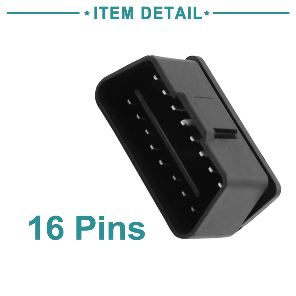 ACROPIX Adapterbuchse OBD 2 Stecker 16 Pin Männlich mit Gehäuse-Kit Universal Schwarz 1 Stück