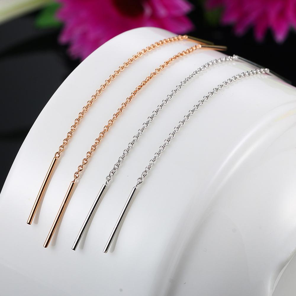 ZHOUYANG Chain Earring For Women Simple Style None Stone Rose Gold Color Ear Line Fashion Jewelry ZYE236 ZYE237