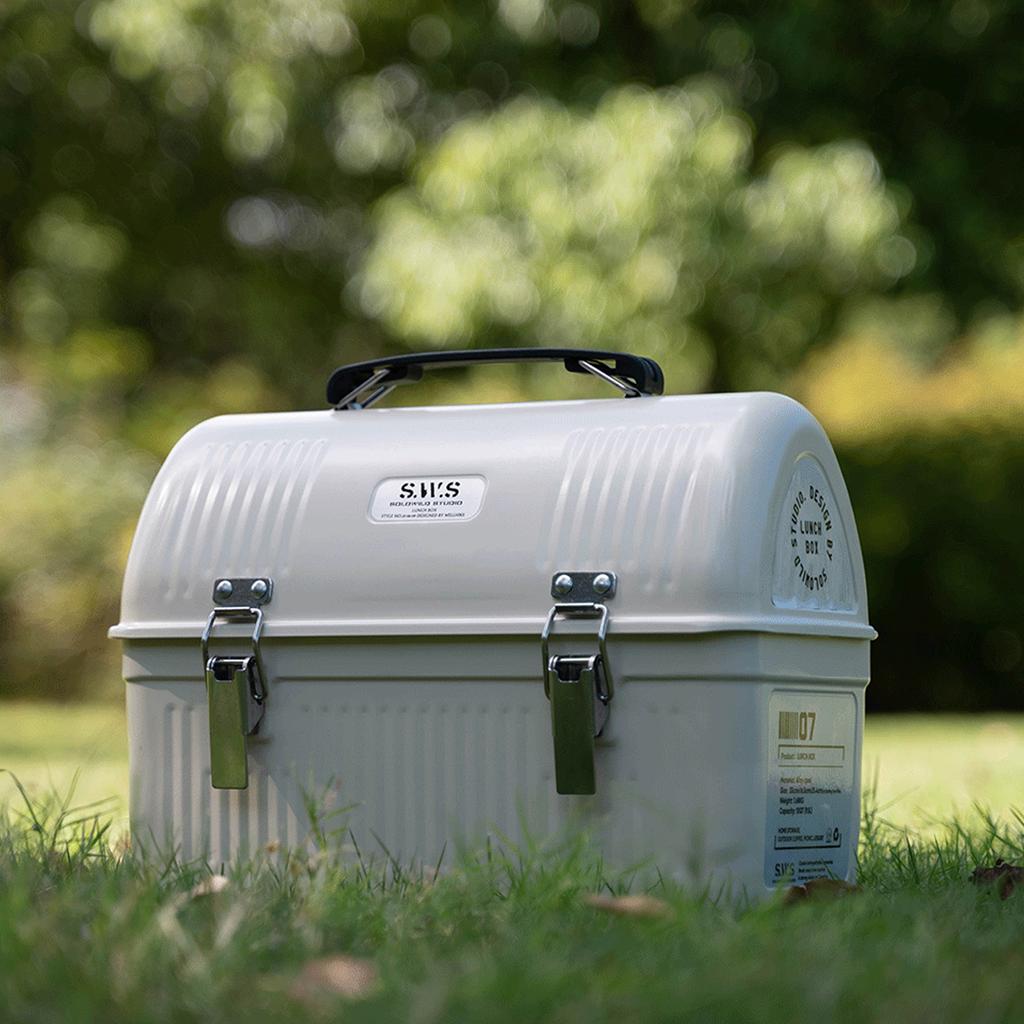 Vintage Metal Lunchbox with Handle and Latch Retro Metal Containers Storage Boxes Stores Food Drinks Water Bottle