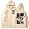 Jesus Christ Is King Graphic Hoodies Unisex Christian Faith Unisex Popular Long Sleeve Oversized Fleece Casual Tracksuit