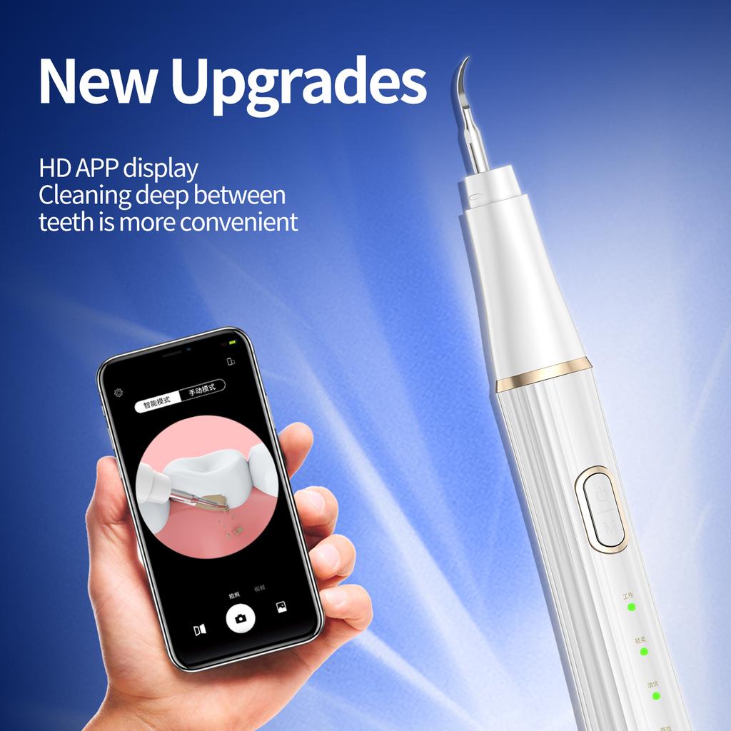 Teeth Cleaning Kit Ultrasonic Tooth Cleaner Dental Tools, Cleaning Rechargeable Plaque Blaster with LED, Tartar Remover, 2 Heads