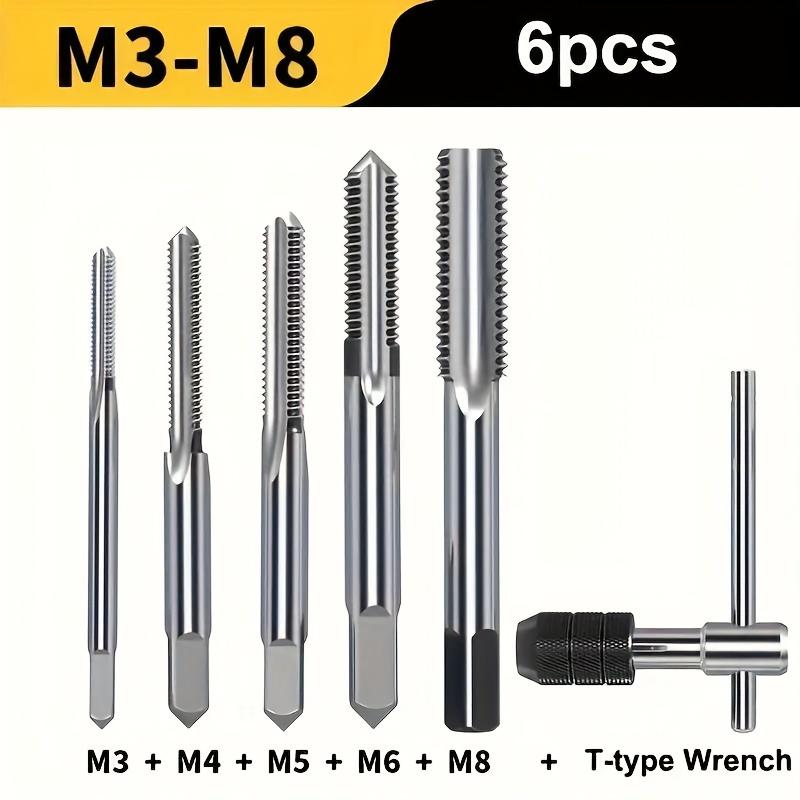 3-6mm T-shaped Tap Wrench 5pc Hand Tap M3-M8 Tapping Screwdriver Wrench Thread Tapping Hand Tool Set