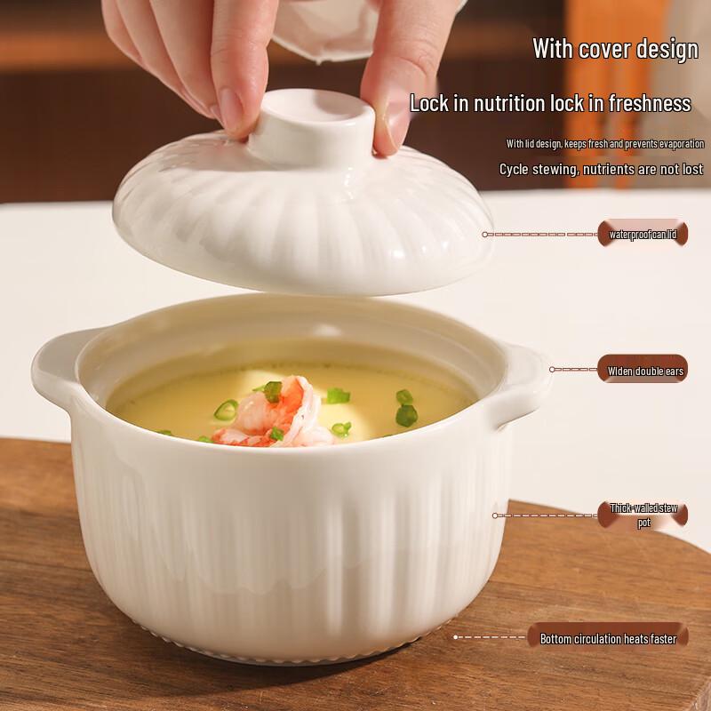 Zhaoran Ceramic Double-Handle Stewing & Steaming Pot