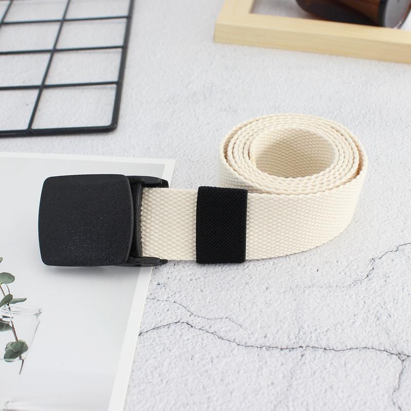 Unisex Canvas Belt Plastic Metal-Free Anti-Allergic Automatic Buckle Women'S Casual Jeans Belt
