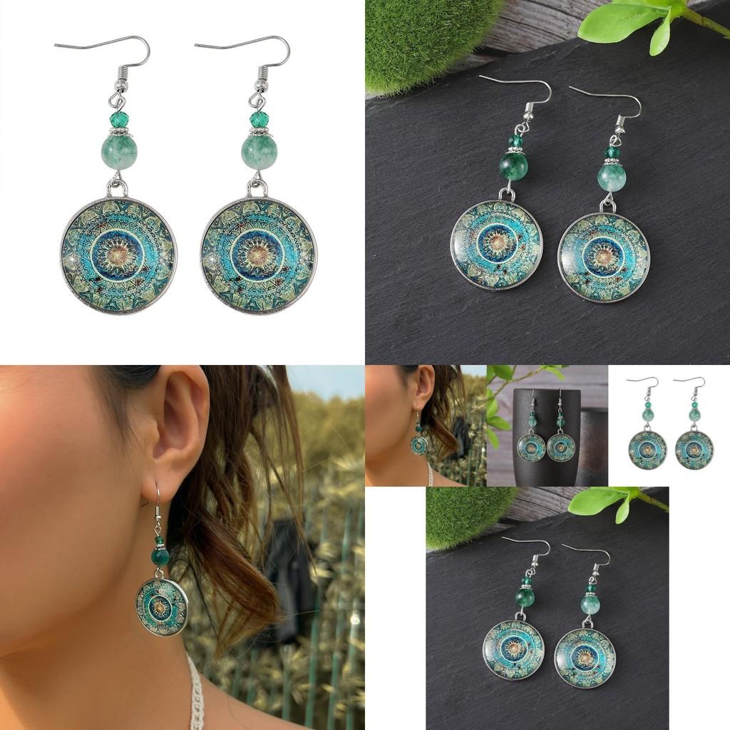 Artistic Floral Pattern Long Pendant Earrings With Retro Ethnic Vibes Perfect For Women