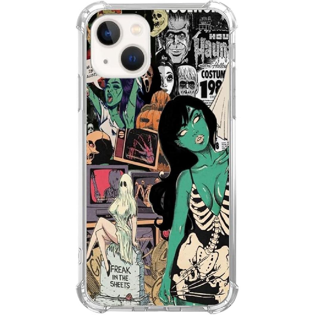 Retro Aesthetic Ghost Case Compatible with iPhone 15 Plus, Spooky Halloween Ghosts Phone Case for iPhone 15 Plus, Cool TPU Protective Phone Case Halloween Horror