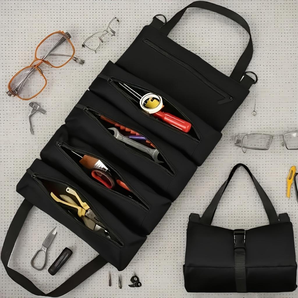 High Quality Roll Up Tool Bag, Quick Access Multi-Pocket Tool Storage Organizer with Shoulder Strap, Heavy Duty Tool Carrier