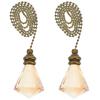 2Pcs Premium Glass Copper Ceiling Fan Pull Chain Smooth Burr-Free Surface Shiny Crystal Decorative Light Pull Chain for Ceiling