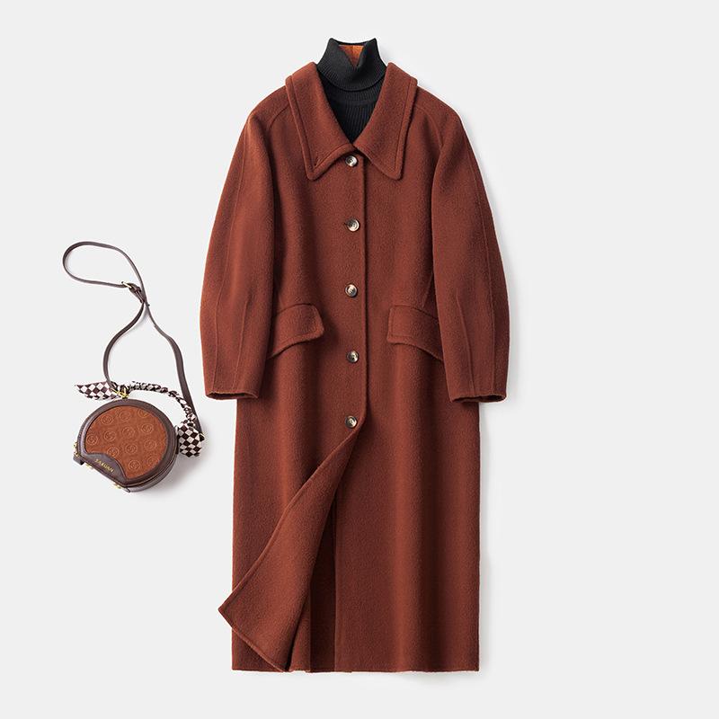 

Черное двустороннее кашемировое пальто женское весенне-осеннее однобортное средней длины темпераментное шерстяное пальто-жакет прилив L