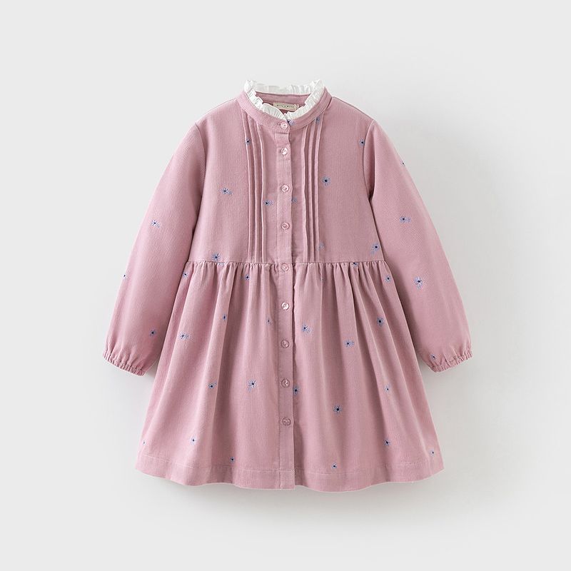 David Bella Girls  Corduroy Dress Kidsren s Princess Dress Spring New Style Girl s Fashionable Dress Kidsren s Clothing for Girls Smoke Purple [Ready in Stock] 120