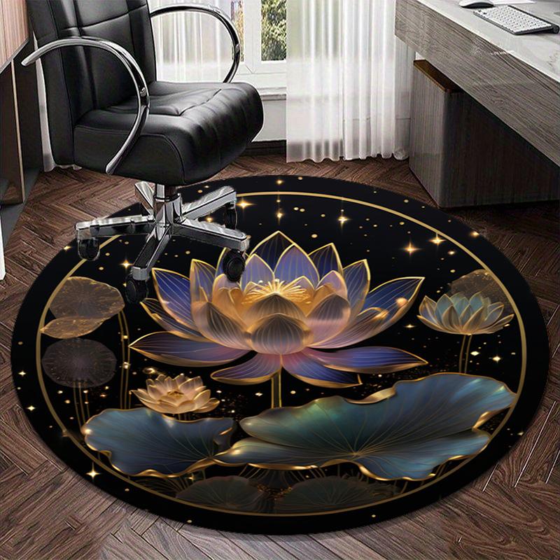 Lotus Mandala Artwork round carpet Chair cushion Round Entryway Rug, Soft Round Rugs for Living Room, Bedroom, Circle Carpet decor gifts