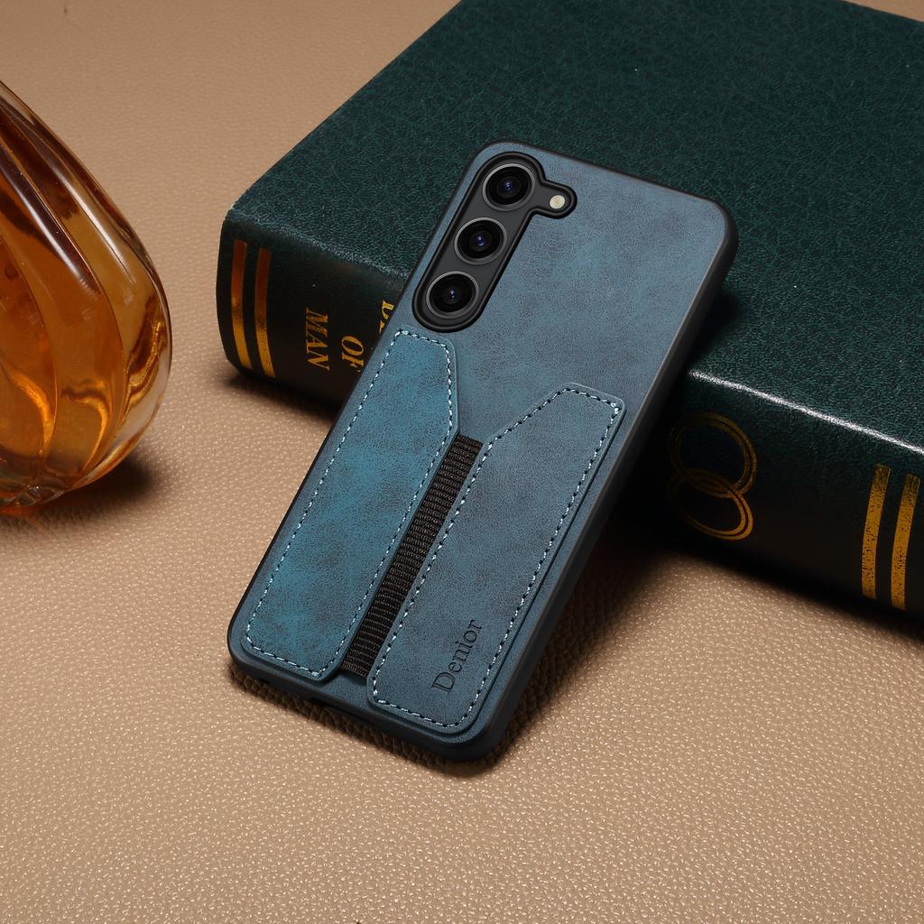 For Samsung Galaxy S25 Case Elastic Card Holder PU Leather+TPU+PC Phone Cover