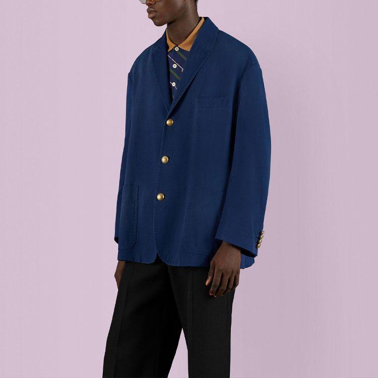GUCCI Business Suits Men's Blue Suit Collar Moderate Business Suit 722497-ZALUG-4307