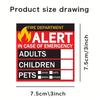 Pet Rescue Safety Alarm Sticker Fire Pet Safety Warning Alert Sticker High-Visibility Alarm Cling for Home Window Door Crate