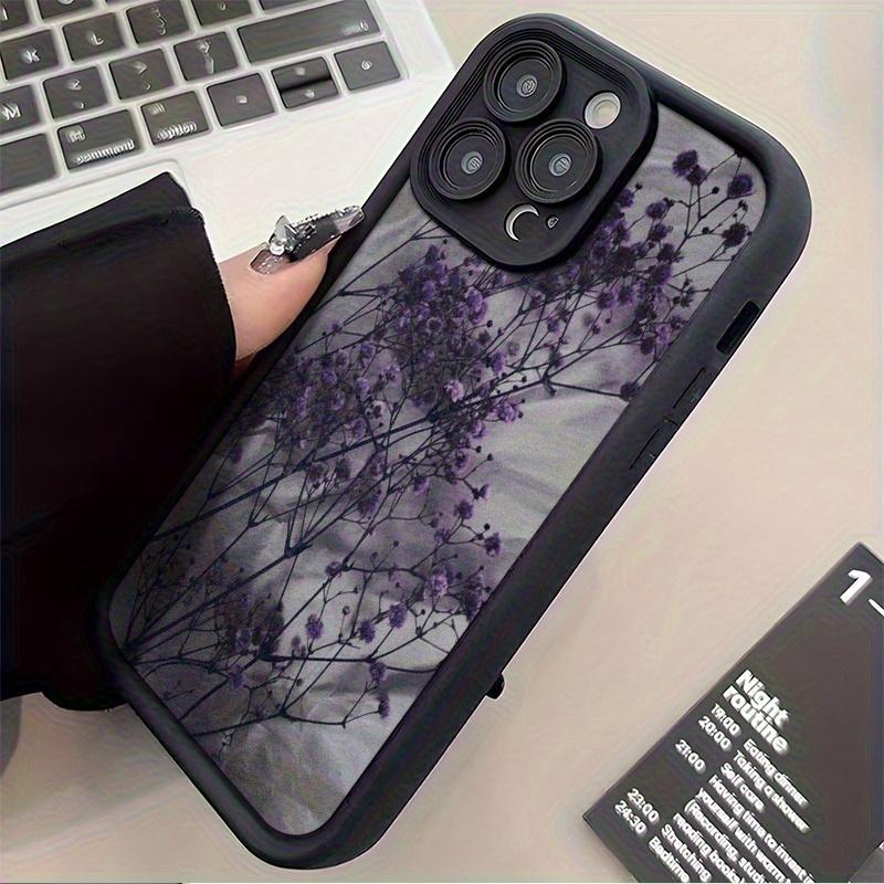 Black And Purple Flower Branch Anti-Drop Soft Shell Phone Case for iPhone 17 16 15 14 Plus 13 12 11 Pro Max Full Coverage Cover