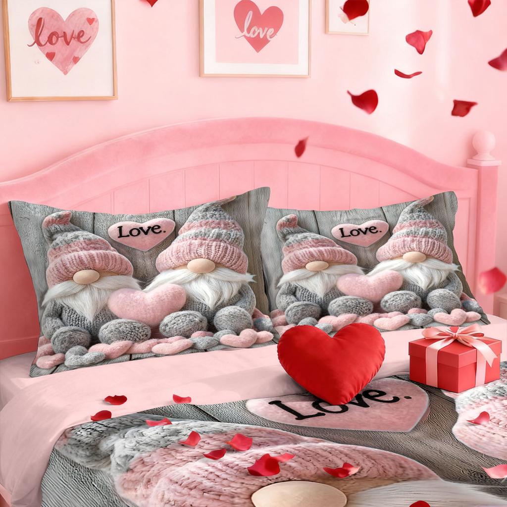Bed Three-Piece Custom Valentine'S Day Dwarf Print Quilt Cover Pillowcase Bedding