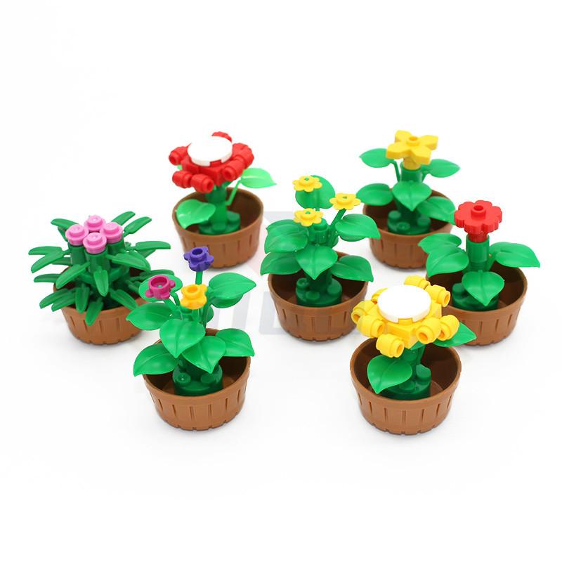Non-Toxic City Friends Series Parts Flowers Potted Trees Shop Farm Building Blocks Moc Locking City Accessories Brick For Kid Toys Gifts
