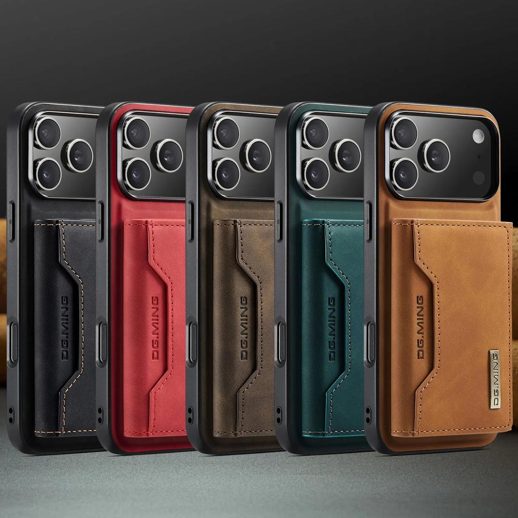 Luxury Leather Phone Case for IPhone 17 Pro Max Air16E 16 14 15 Plus 13 12 11 Pro Max Magnetic Detachable Card Stand Wallet