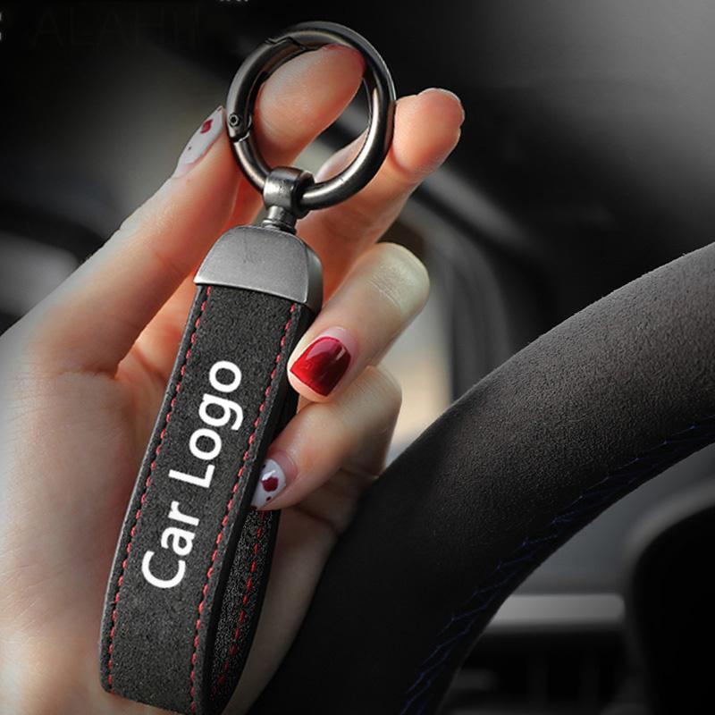 2026 Hot Alfa Romeo Suede Leather Car Logo Keychain Zinc Alloy Keyring For Alfa Romeo Giulietta 159 147 156 166 Mito Giulia GT S