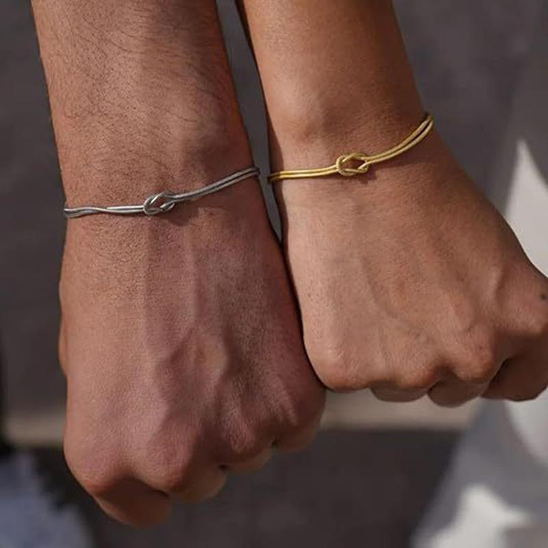 Knoten Schlangenkette Armband aus Edelstahl für Paare Handgefertigtes Knotenarmband Gold Silber Valentinstags Schmuck Geschenke