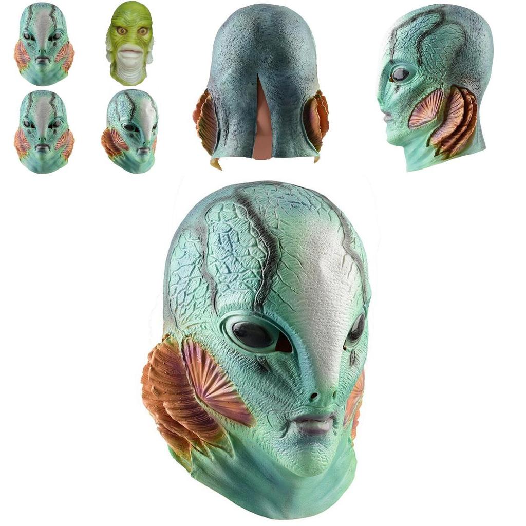 Monster Human Fish Head Mask With Latex Material For Costume Parties And Holiday Celebrations