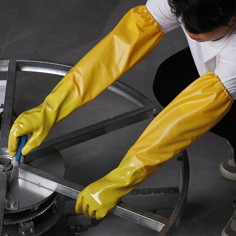 Extra långa syra- och alkalibeständiga gummihandskar för industriellt fiske - Vattentäta & Slitstarka