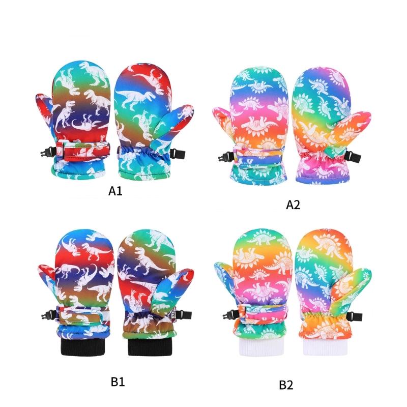 Children Animal Pattern Winter Gloves Flexible Ski Mitts Boy Girls Colorful Snow Gloves Comfortable Full Finger Gloves