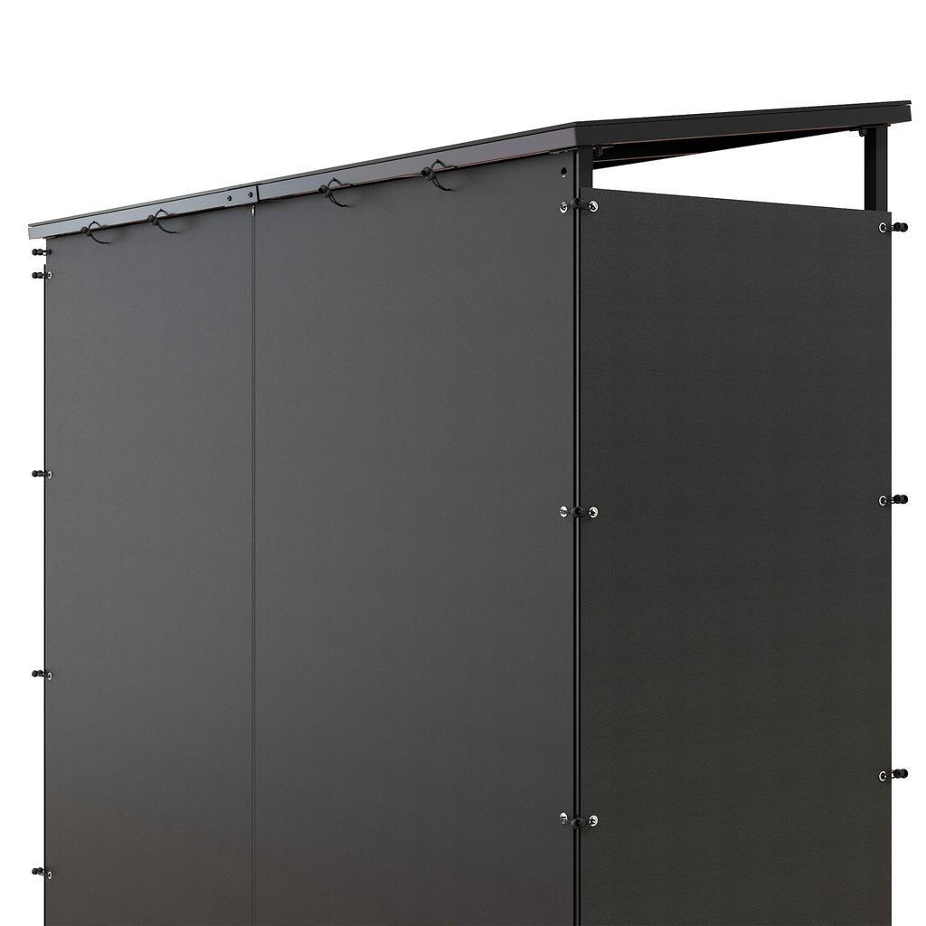 Outdoor log shelter log rack maximum load 2000 kg with waterproof protective cover 185 x 62 x 184 cm black