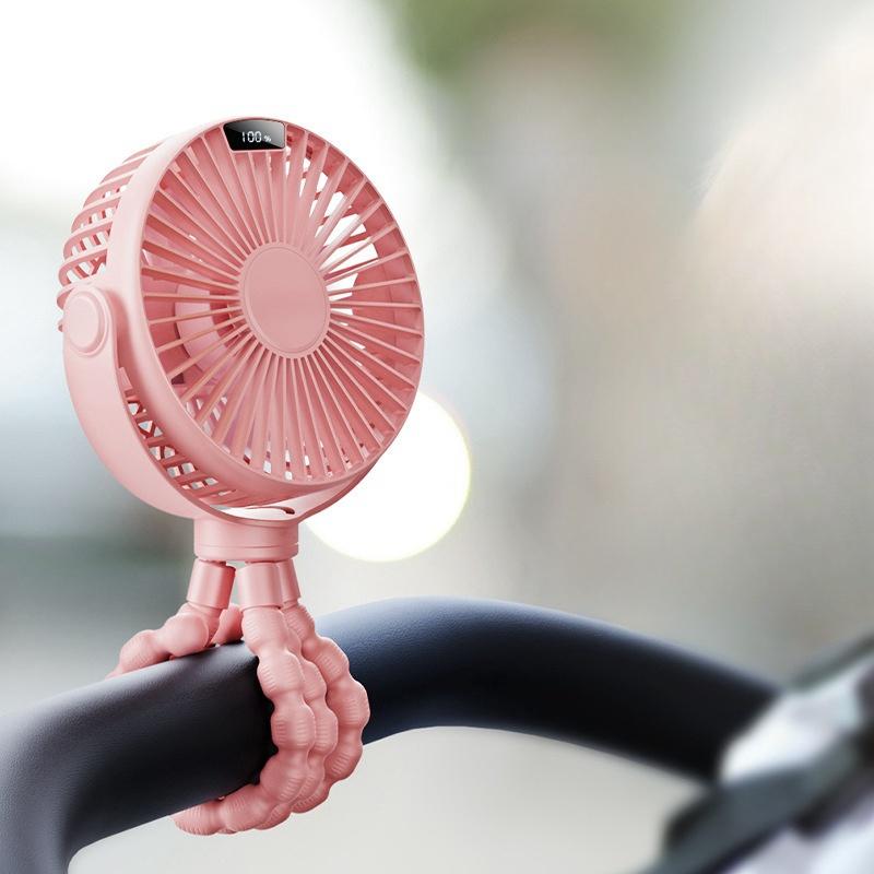 Stroller Fan LED Display Portable Flexible Clip Fan Rechargeable Battery Operated Personal Mini Handheld Car Crib For Baby