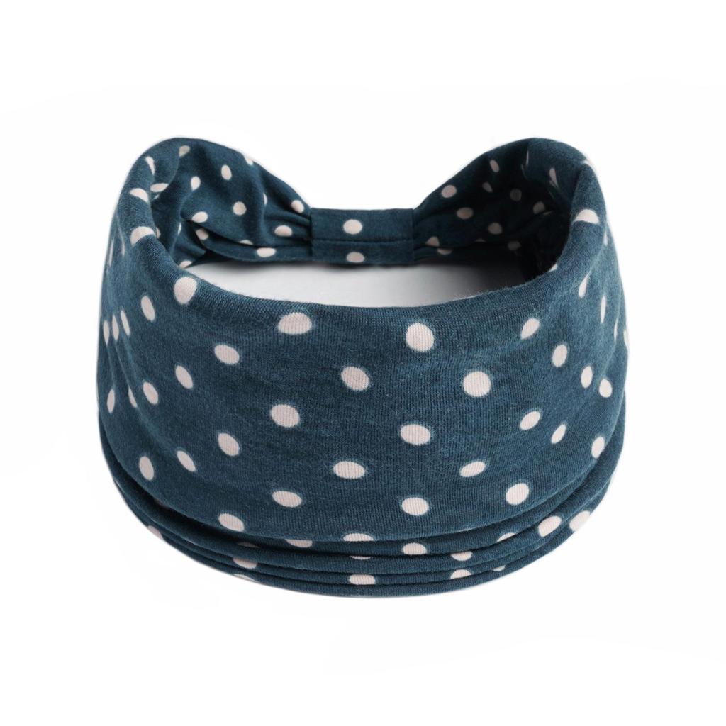 Wide Black Polka Dot Sports Headband for Women - Simple Elastic Fitness Style