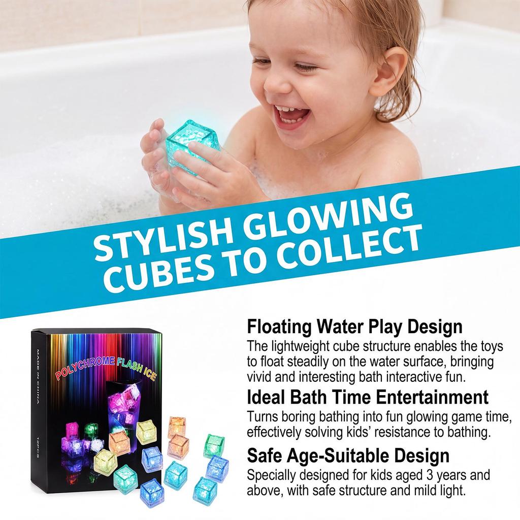 DOWMOO Luminous Ice Cube Shower Light - Fun Sensory Training Game