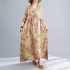 Season's New Vintage Print Loose Hem Long Dress
