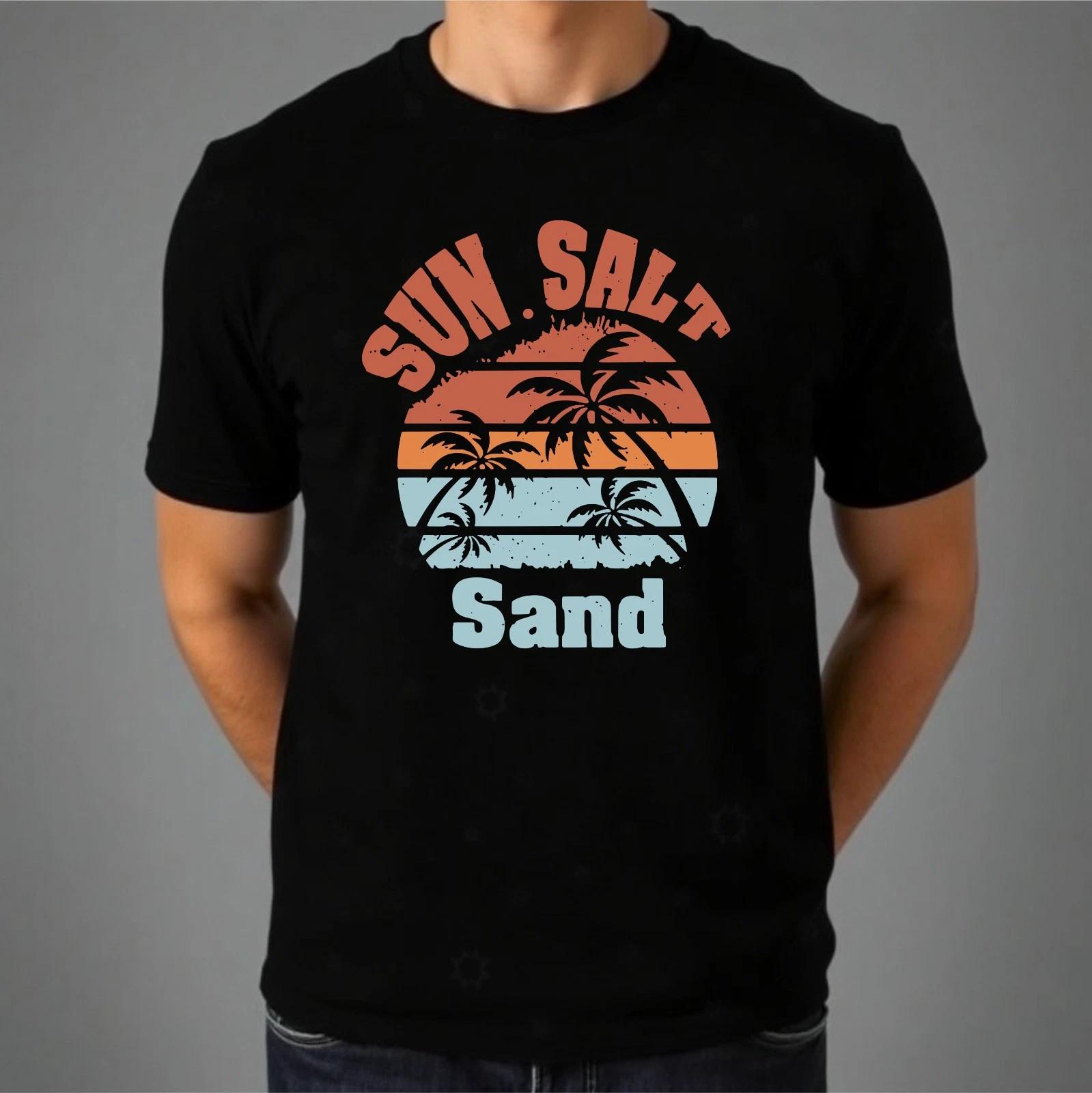 Sun Salt Sand T-shirt Beach Vacation Holiday Latest Graphic Top Unisex Men s Tee L