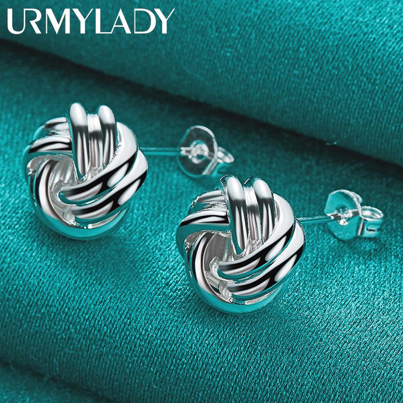 925 Sterling Silver Tie A Knot Stud Earrings For Women Fashion Jewelry
