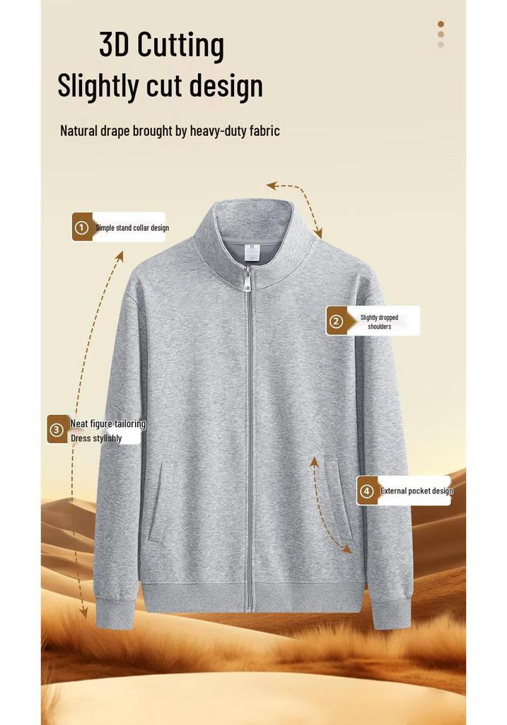 Unisex American Heavyweight Stand Collar Hoodie Jacket: Trendy Autumn/Winter Loose Fit