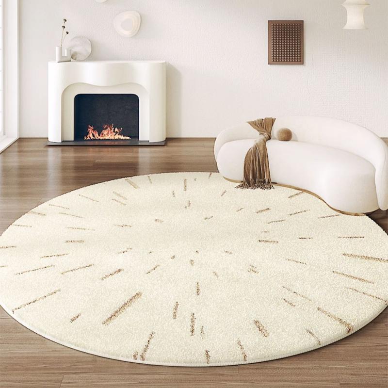 French Luxury Round Bedroom Decor Carpet Large Area Plush Rug Cream Style Carpets for Living Room Fluffy Soft Thicken Floor Mat