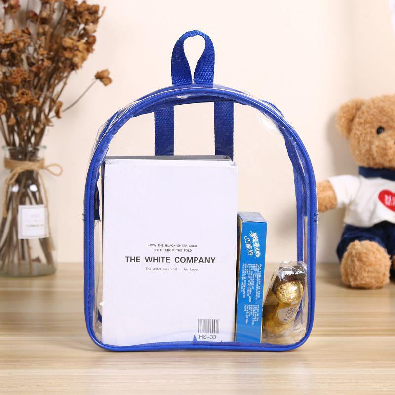 

Легкий прозрачный рюкзак Милый рюкзак на молнии с двойными плечевыми лямками Желейная сумка для книг синий