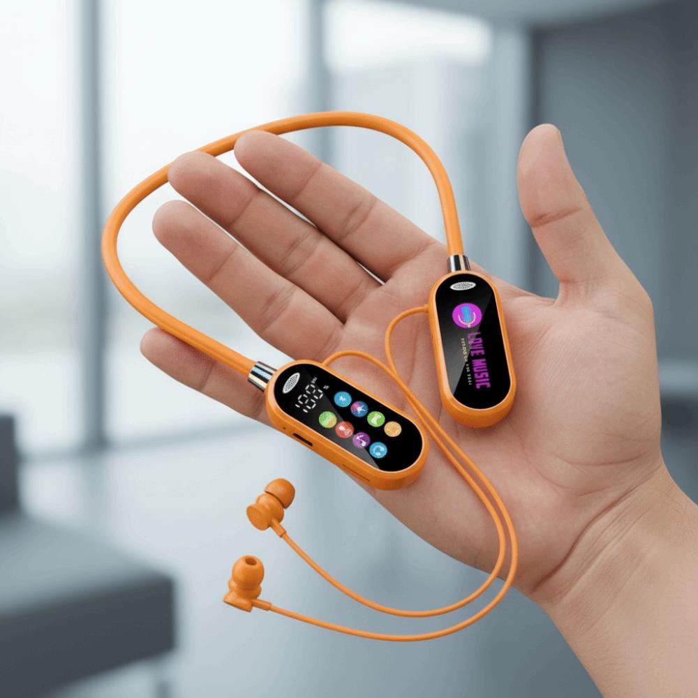 LED Display Neckband Headsets HiFi Sound Noise Reduction Earbuds Bluetooth Earphones Office
