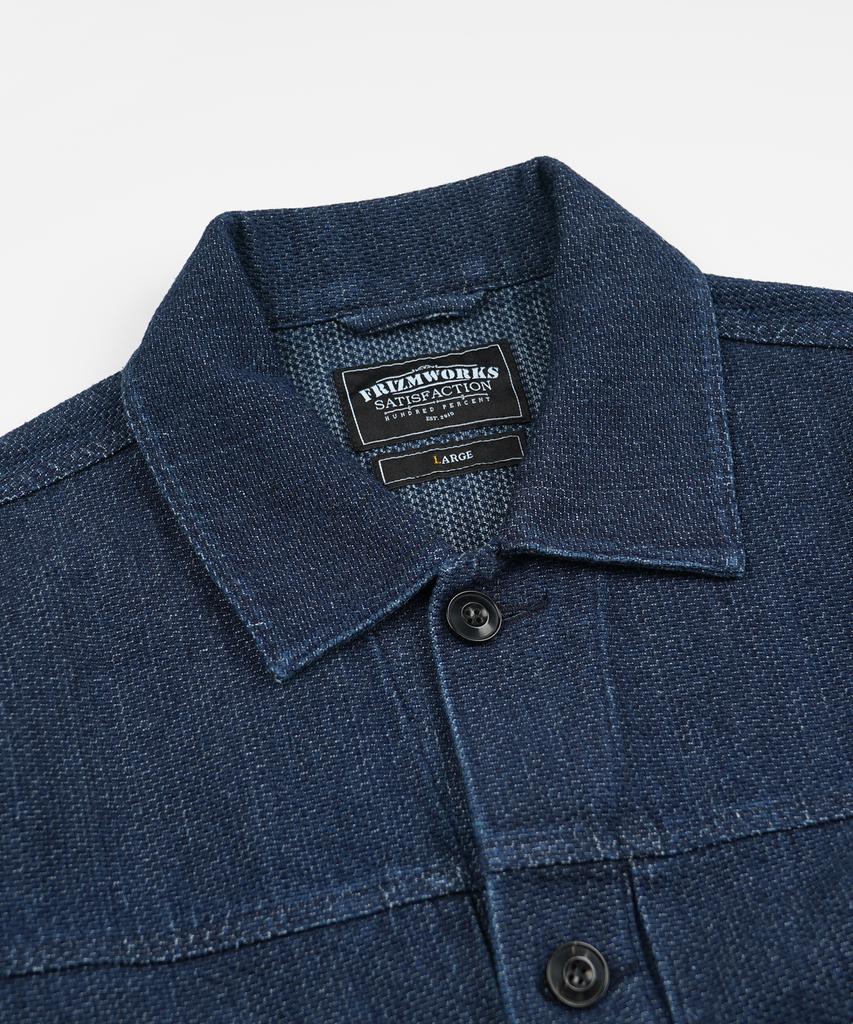 FRIZMWORKS Sashiko Denim Trucker Jacket _ Indigo
