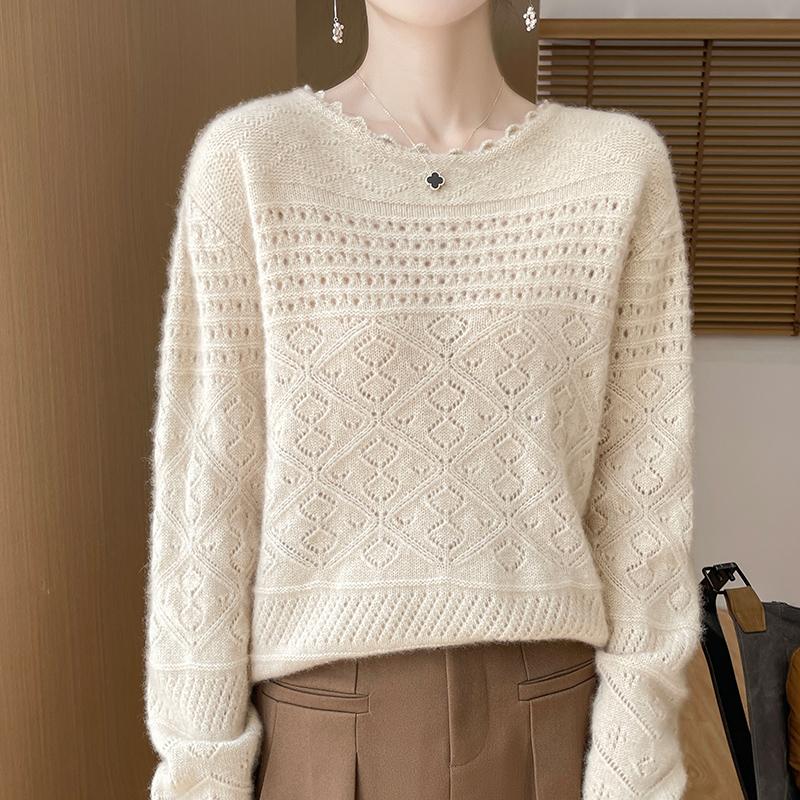 Women's Cashmere Sweater Qinghe Cashmere 30% Cashmere 70% Wool Autumn and Winter Cashmere Pullover Hand-woven Soft and Warm