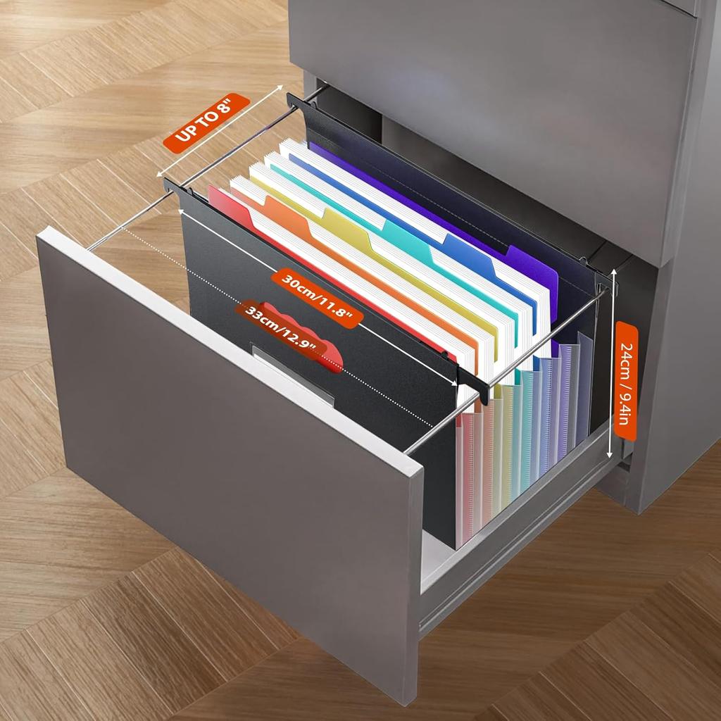 Expanding Hanging File Folders, Plastic Filing Organizer, 7 Pockets Accordion Drawer Organizer for Filing Cabinet, Ert Filling Folders with Colorful