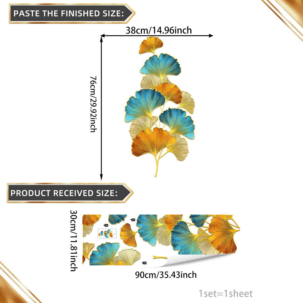 

Tj16515 Расписанный вручную цветной бронзовый настенный стикер с гинкго билоба, украшение для детской комнаты, спальни, фон, самоклеящийся настенный стикер