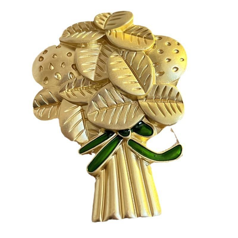 Średniowieczna Prosta Złota Matowe Złoto Broszka Retro Dworski Prosty i Wszechstronny Dodatek Korsarz