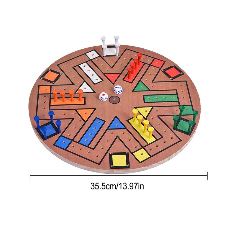 Board Game Classic Wooden Fast Track Desktop Game Flying Chess Painted Educational Toy 4 And 6 Players Family Games