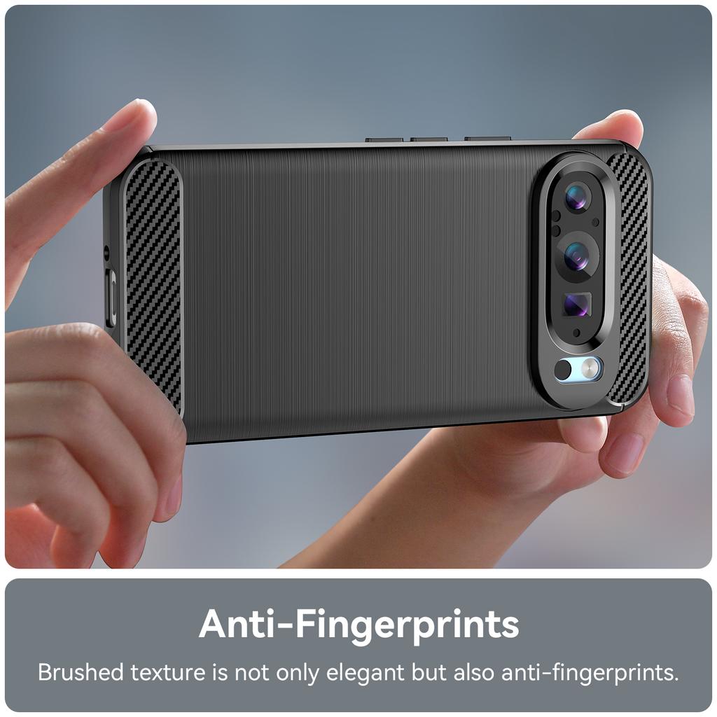 For Google Pixel 9/Pixel 9 Pro Case Brushed TPU Phone Cover Carbon Fiber Texture