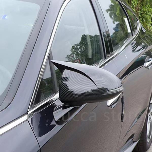 2PCS for Hyundai Sonata Dn8  +Carbon Fiber Car Rear View Mirror Cover Cap Side Mirror Cover Trim Car