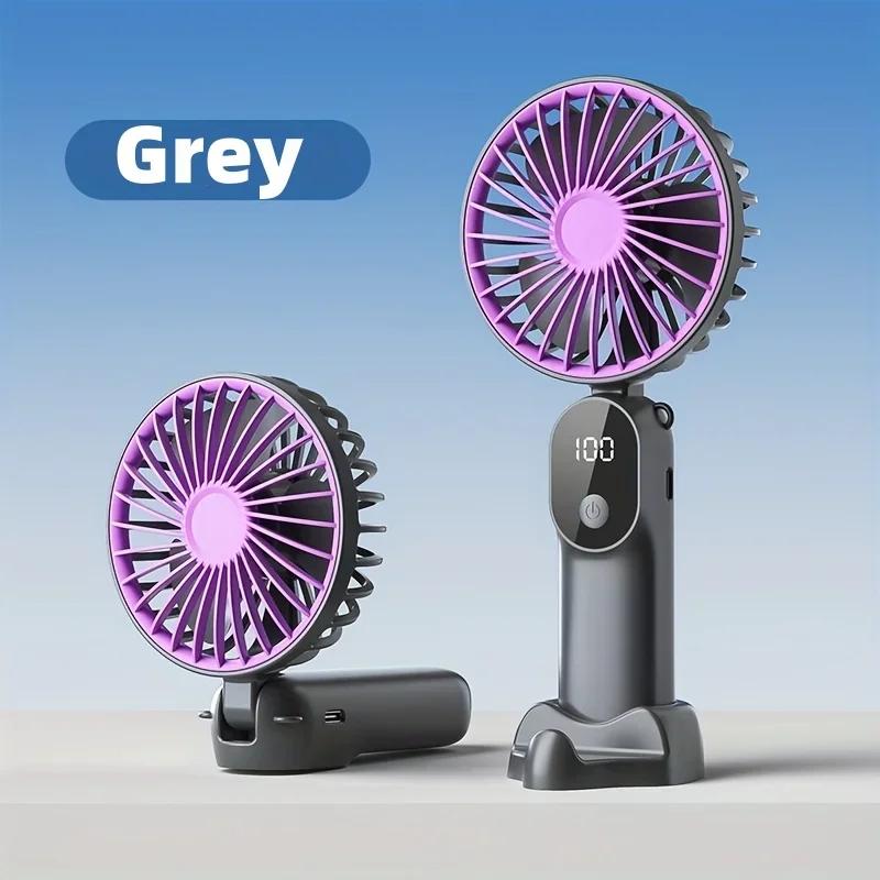 Handheld Mini Fan Foldable Portable Neck Hanging Fans  Speed USB Rechargeable Fan with Stand and Display Screen