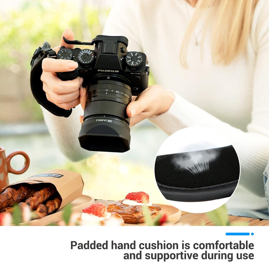 JJC Hand Strap for Fujifilm Canon R5 Mark 5Ds Sony Nikon Z50 Z Olympus Mark Black X-M5, X100VI, X-T50, II, 7D, 7DM2, 6DM2, 5DM4, 5DM3, R, 850D, 90D,