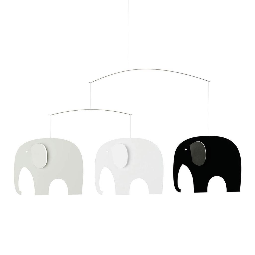 [Officially Imported] Flensted Mobile, Interior Ornament, Nordic Animal Elephant Party, Black/White, FSM130161, Gift Box Included, Baby Goods, Gift