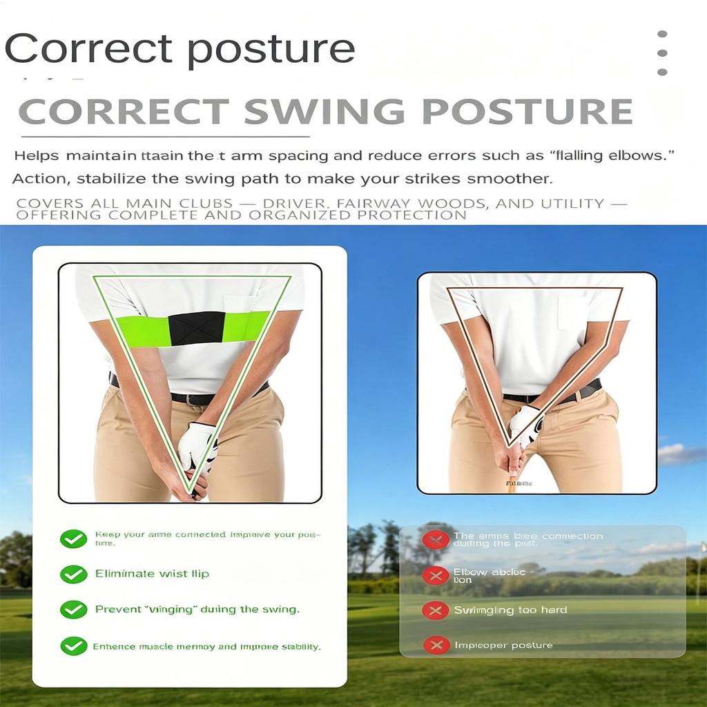 Golf Swing Band Elastic Alignment Training Aid Arm Corrector for Beginner Portable Golf Trainer for Practice Driving Range